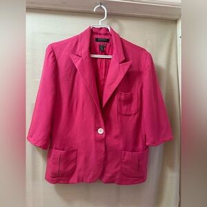 Lauren Ralph Lauren Petite Pink 100% Silk Blazer Jacket Women’s 14P
